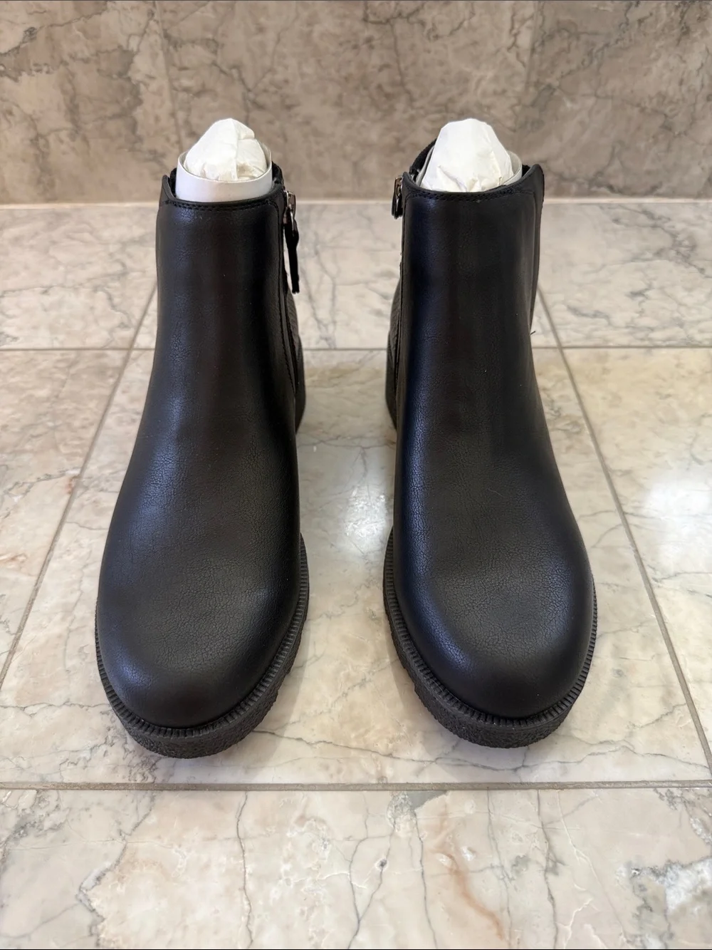 Dr. Scholl's Faux Leather Side Zip Ankle Booties NIB Black Size 9M